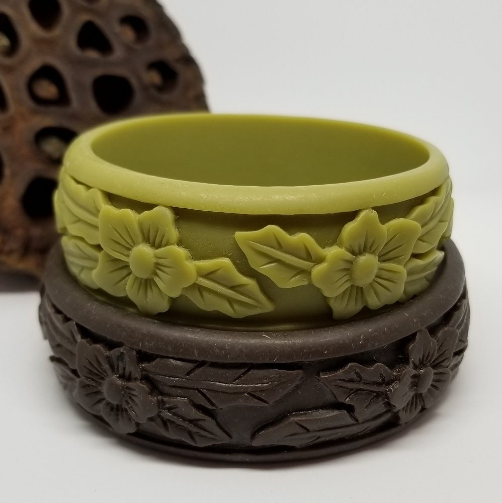 Set BOHO Botanical Leaf Floral 🌺 Resin Bangles 🍃